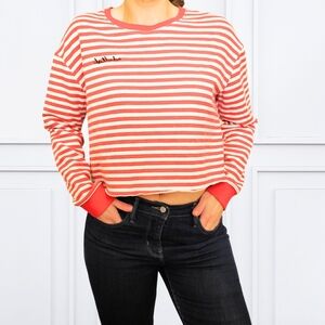 Bluenotes Red and White Striped Cropped Sweatshirt L/G
